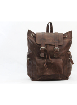 HILFORD | DISTRESSED BROWN LEATHER BACKPACK