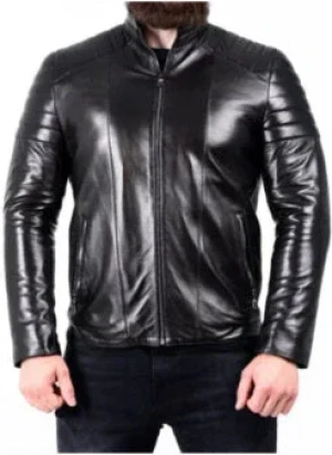 MARC ED | MEN'S BLACK SHEEPSKIN LEATHER BIKER JACKET