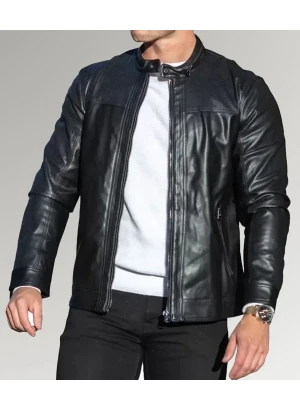 SHADOW RIDER | MEN'S BLACK CAFE RACER LEATHER JACKET