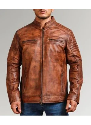 THE WAXED RIDER | MEN'S SHEEPSKIN BROWN LEATHER JACKET